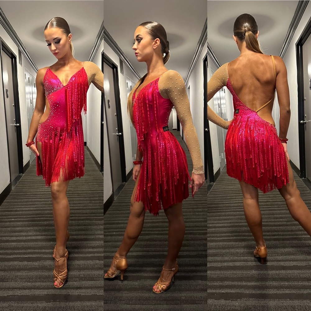 NEW Neda Design Latin Ballroom (Pro/Am) Competition Dress w/ Rhinestones– Size S